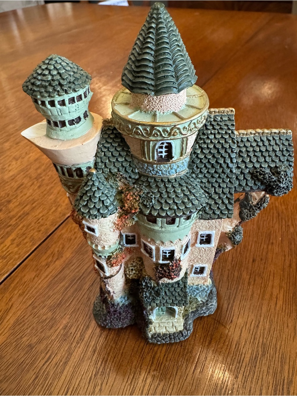 Decorative Castle Home Art Sculpture in Green and Cream - Picture 2 of 8